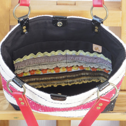 手織り トートバッグ 「変わりボーダー」 4枚目の画像