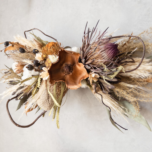 横長スワッグ　ドライフラワー　インテリア　壁掛けオブジェ 横長スワッグ ドライフラワー インテリア 壁掛けオブジェ