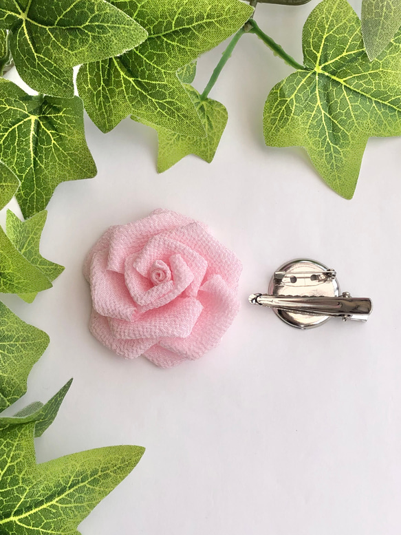 パールピンク 薔薇 ばら バラ ローズ 2wayクリップ ブローチ