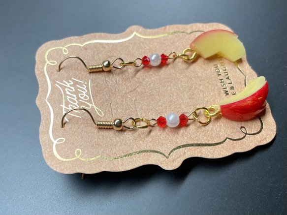 《受注生産》うさぎリンゴのピアス　フェイクスイーツ 11枚目の画像