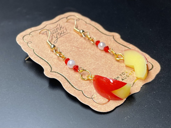 《受注生産》うさぎリンゴのピアス　フェイクスイーツ 12枚目の画像