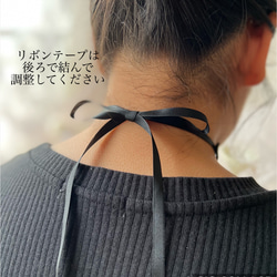 【チョーカー】高級薔薇立体レース　黒　付け襟にも　スワロフスキー　ビジュ付き　テープで結ぶアレンジ可能　N-07 6枚目の画像