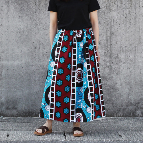 アフリカ布のロングスカート（アフリカンプリント）ロング・マキシ 