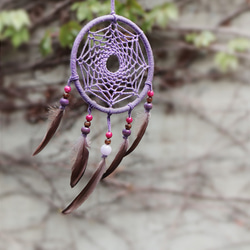 印地安民族風丨居家佈置 獨特 手工編織 捕夢網吊飾-浪漫紫 第2張的照片