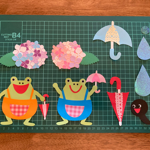 梅雨 雨 ガーランド 吊るし飾り 壁面飾り 壁面 6月 あじさい 紫陽花