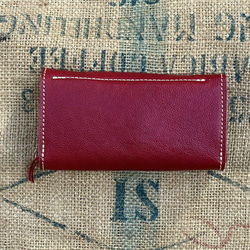 赤色の本革の大きな長財布/ガバッと開く大きな財布/gabatto2-red 5枚目の画像