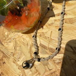 ネックレス※ヘンプアクセサリーキノコガラス細工メンズアクセナチュラルインディアン麻紐レディース夏 4枚目の画像