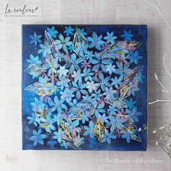【原画】青色の紫陽花　約273×273×20mm（S3サイズ） 1枚目の画像