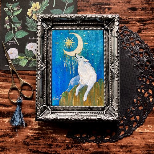 絵画　アクリル画　おやすみ三日月 インテリア touch to want you that ART 触れたくなるART🎨 三日月』🌙 アート 絵画