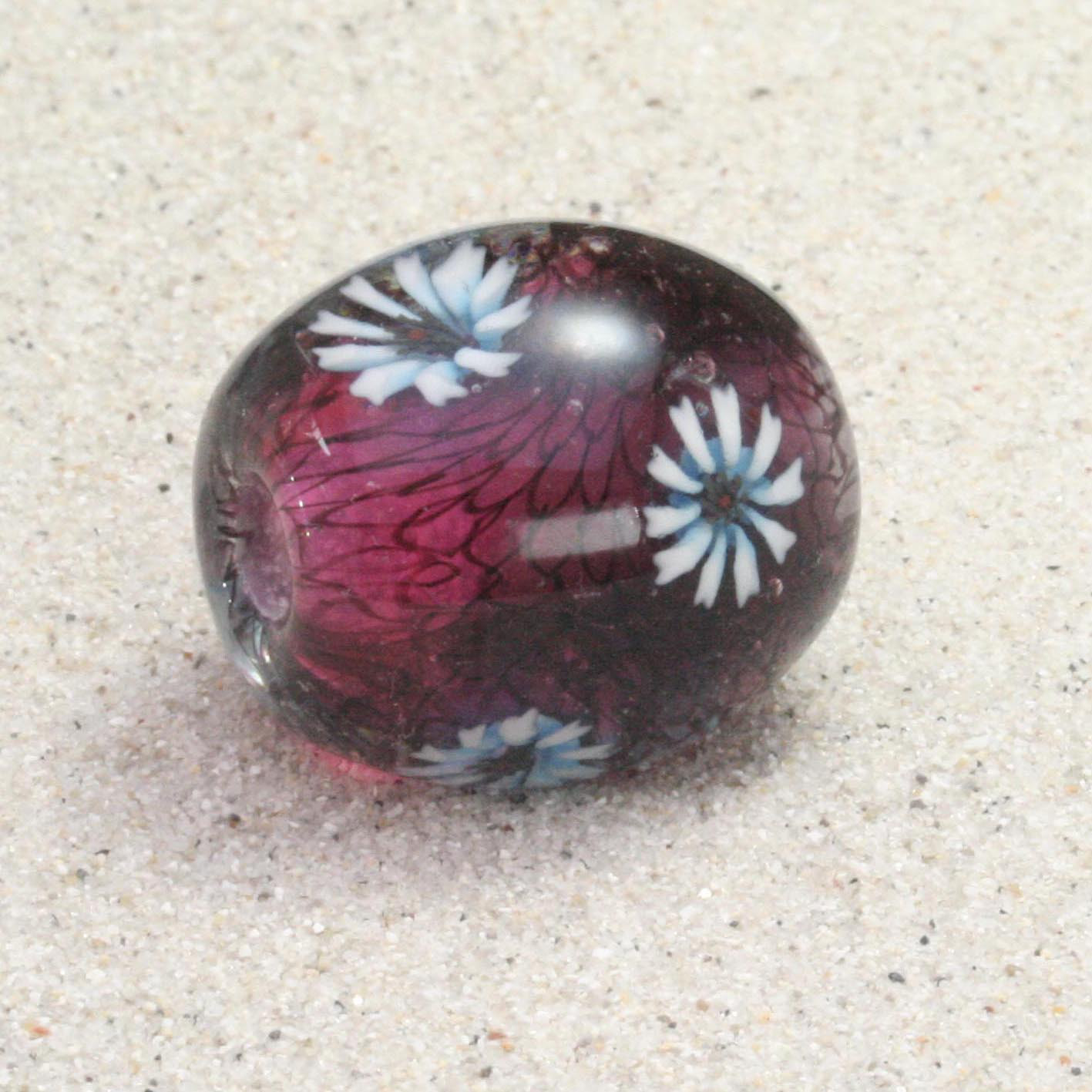 とんぼ玉　ガラス　花とんぼ玉 アミアミ　レース模様