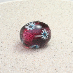 とんぼ玉　ガラス　花とんぼ玉 アミアミ　レース模様 2枚目の画像