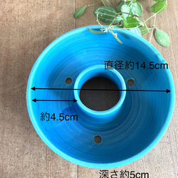 リースの形の植木鉢　□ターコイズブルー 7枚目の画像