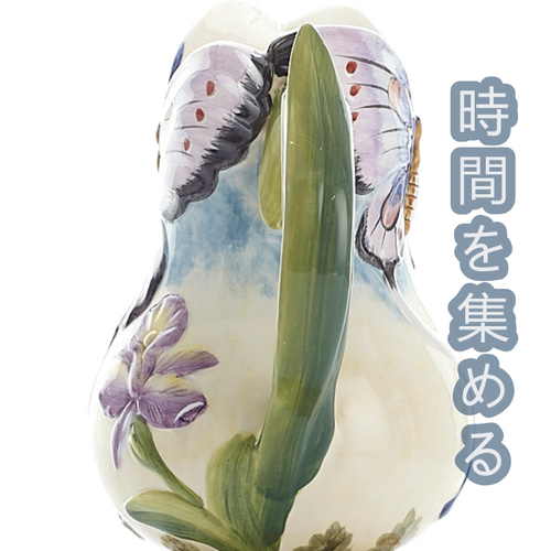 時間を集める】ヨーロッパ式 蝶と花 陶器 家の置物 一輪挿し・花瓶