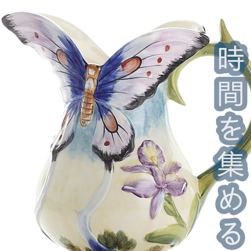 時間を集める】ヨーロッパ式 蝶と花 陶器 家の置物 一輪挿し・花瓶