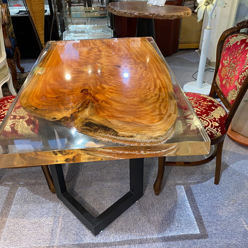 欅 仏③ けやき 無垢 一枚板 カウンター テーブル レジン レジン 看板