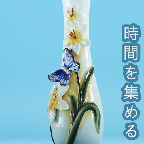 花と蝶の手描き陶器花瓶 花と蝶の手描き陶磁器花瓶 【公式通販】