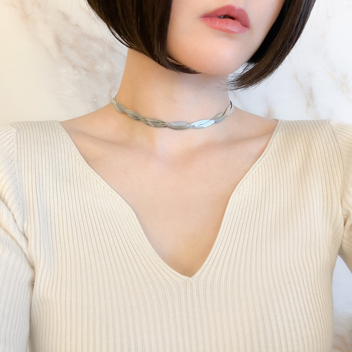 ボーンチョーカー シルバー925／タイプB quip queint｜oval sway choker シルバー925 チョーカー