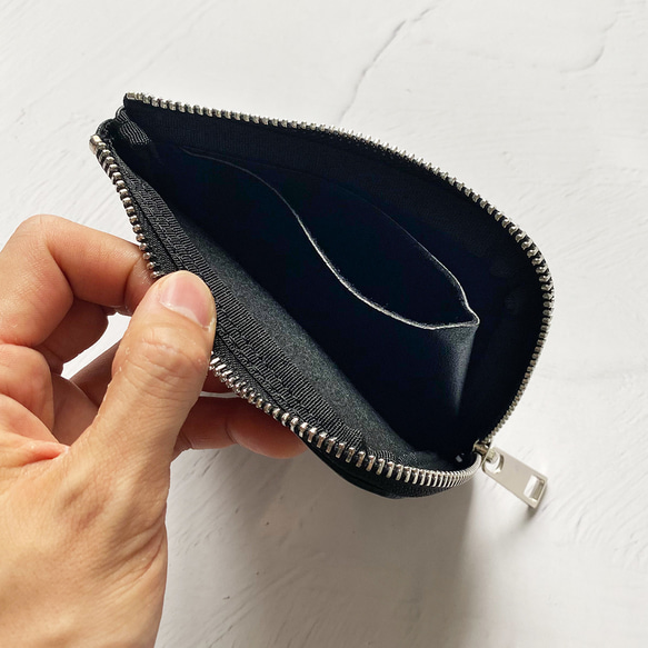 月の満ち欠け（ブラック） L字ファスナー財布 ミニ財布 コンパクト財布 5枚目の画像