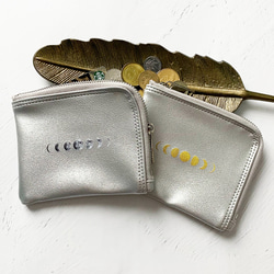 月の満ち欠け（ブラック） L字ファスナー財布 ミニ財布 コンパクト財布 8枚目の画像