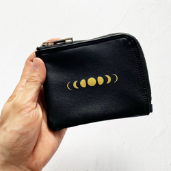 月の満ち欠け（ブラック） L字ファスナー財布 ミニ財布 コンパクト財布 7枚目の画像