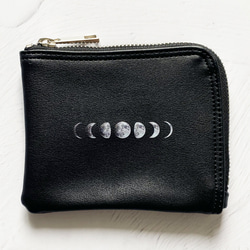 月の満ち欠け（ブラック） L字ファスナー財布 ミニ財布 コンパクト財布 4枚目の画像