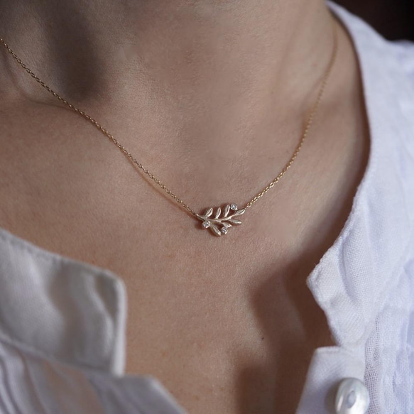 K18 Foliage diamond necklace [P090K18] 4枚目の画像
