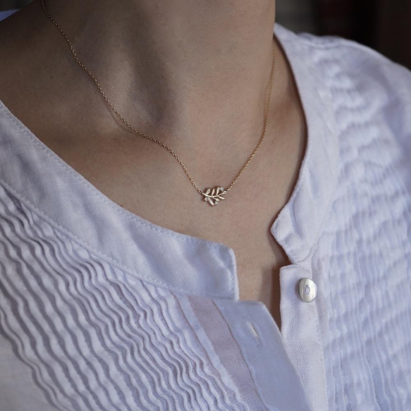 Foliage diamond necklace [P090K18] 第5張的照片