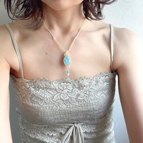 tsuyu＊優しいお守り♪ラリマーの天然石アクセサリー・マクラメ