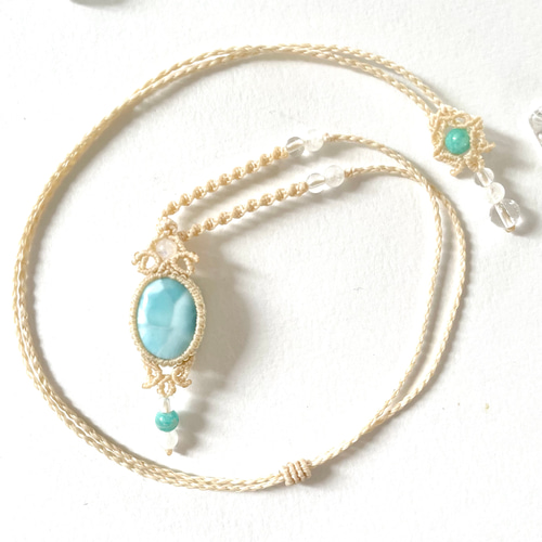 tsuyu＊優しいお守り♪ラリマーの天然石アクセサリー・マクラメ