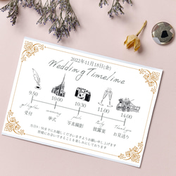 ウェディングタイムライン|wedding timeline|【セミオーダー】|ハガキサイズ|ペーパーアイテム|10部〜 1枚目の画像