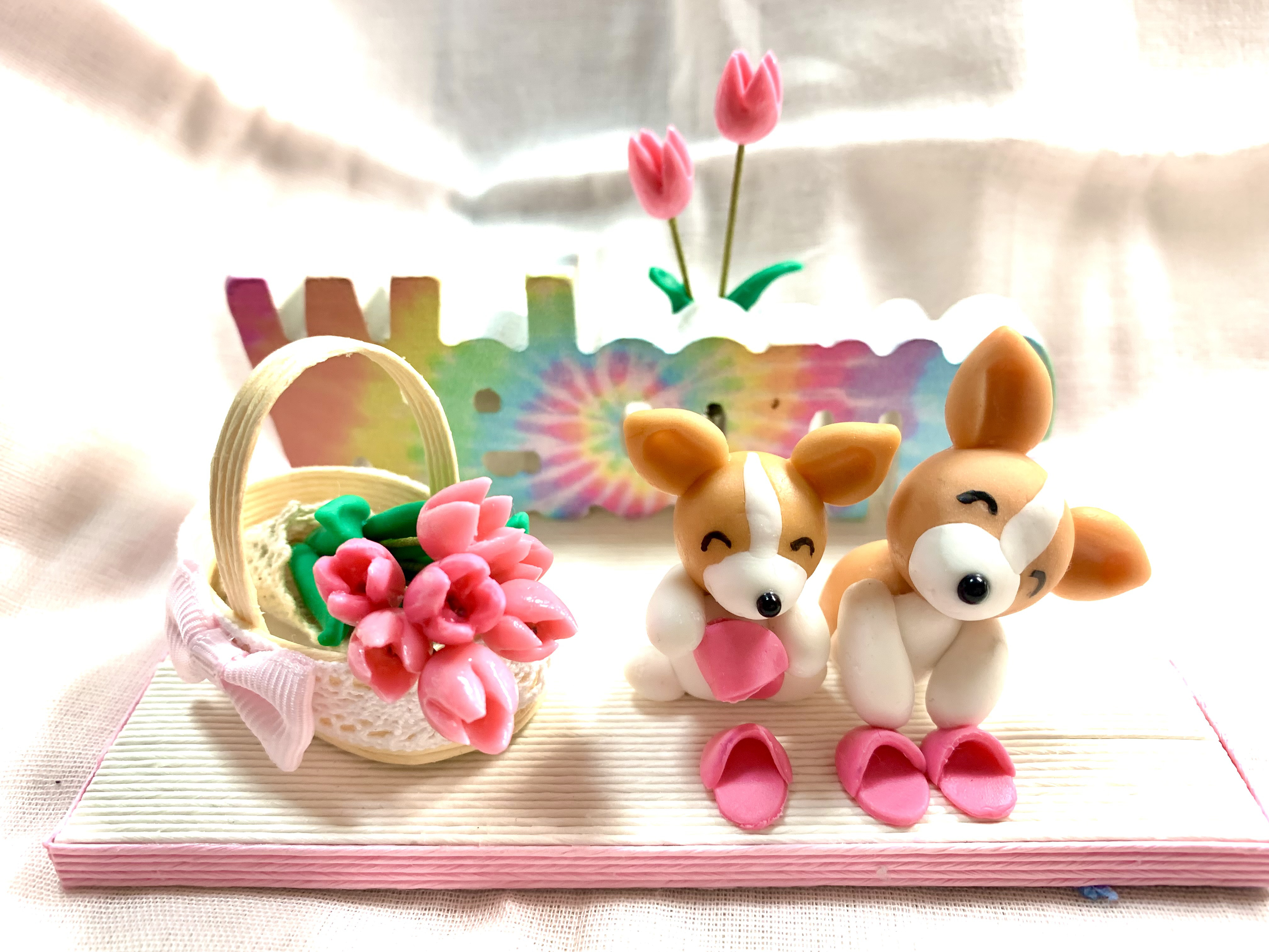専用☆【KUMAのいちご狩り】ピンク籠 樹脂粘土チャーム