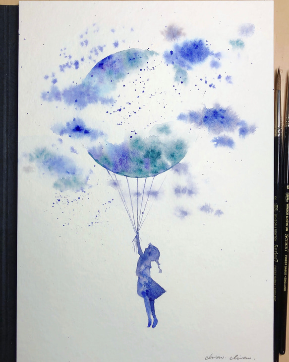 給水と水で風船「絵画」原画