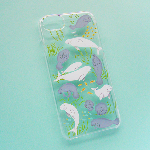 マナティとジュゴン合え、海草を添えて iPhoneケース iPhoneケース