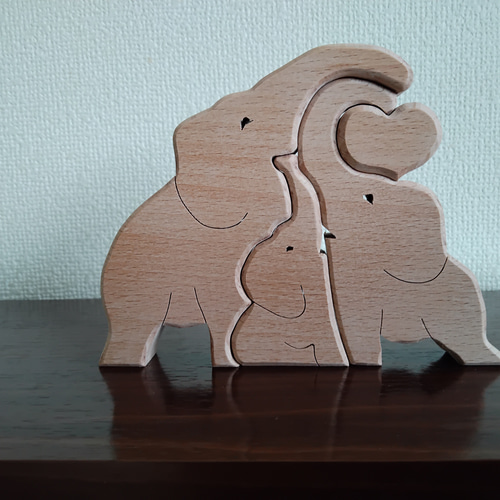 親子のゾウさん 3頭 幼児用 木製おもちゃ 教育玩具 その他置物