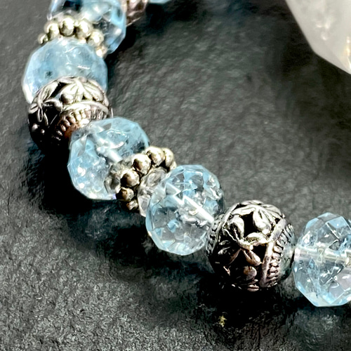 宝石質ブルートパーズ　光波動ブレスレット　B0522-01 宝石質 ブルートパーズ ブレスレット B0522-01 トパーズ