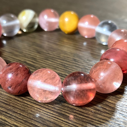 ウォーターメロンクォーツ　水晶 濃色　天然石　ブレスレット ウォーターメロンクォーツ 水晶 濃色 天然石 ブレスレット