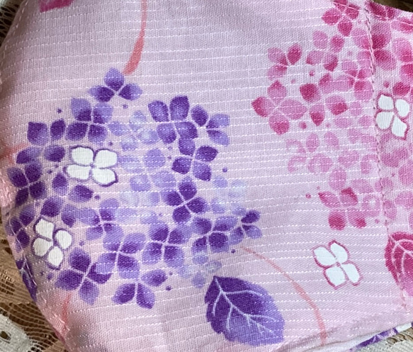 【夏先取り】紫陽花(アジサイ)〜ピンク色(柄物④-26)凹凸のあるリップル生地　綿100% 2枚目の画像