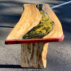 栃の木とレジンの一枚板テーブルT-1008 10枚目の画像
