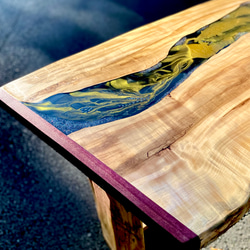 栃の木とレジンの一枚板テーブルT-1008 9枚目の画像