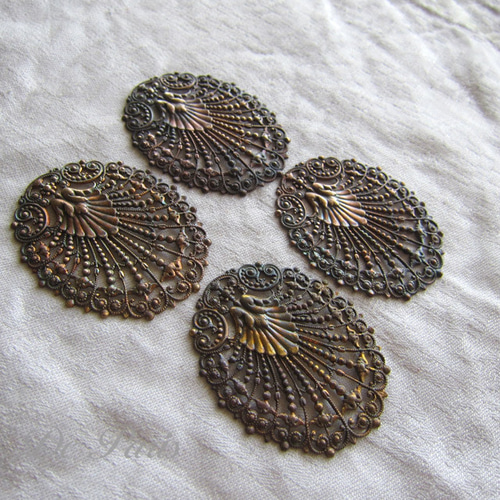 Antique ミラートレイ アール・ヌーヴォー装飾 草花縁取り