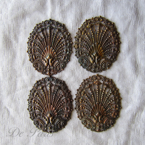 透柄パーツ真鍮アールヌーヴォー装飾クラフト素材アクセサリー仏