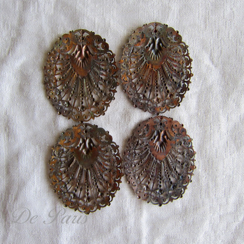 透柄パーツ真鍮アールヌーヴォー装飾クラフト素材アクセサリー仏