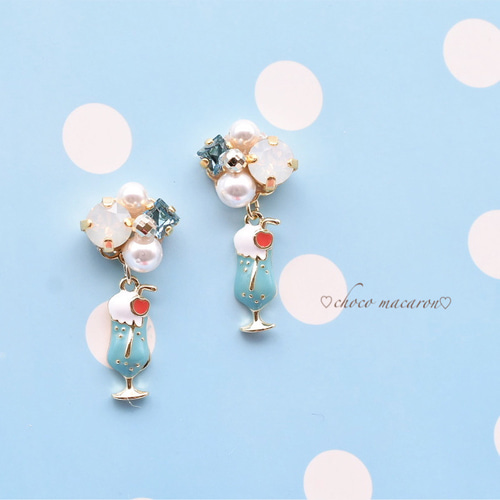 メロンクリームソーダ ピアスorイヤリング ピアス（スタッド・一粒 