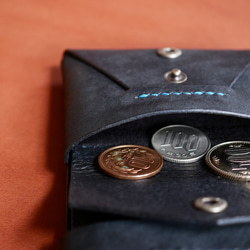 イタリアンレザーで作った【コンパクトな二つ折り！レザーミニウォレット：nero】革 ミニ財布 コンパクト財布 8枚目の画像