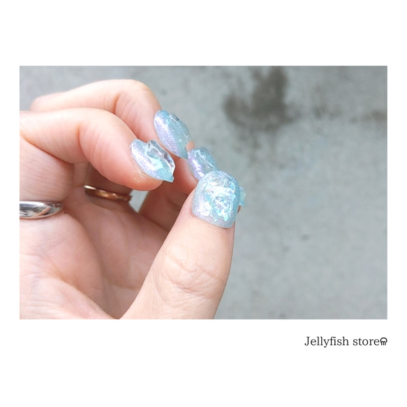 #15｜Crush✧氷ネイル /// 涼しげSODA × クリアパーツ シンプル ぷっくり ブルー【ネイルチップ】 8枚目の画像