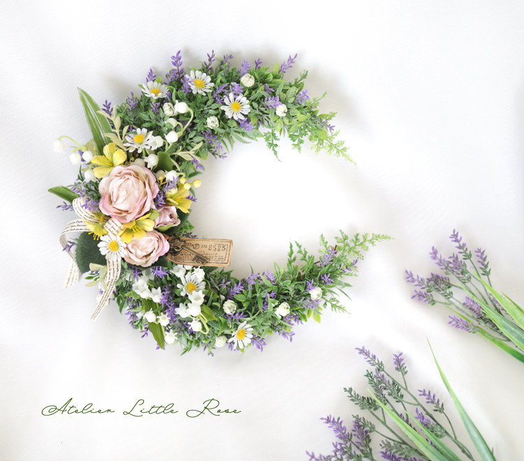 ＊スズラン&ラベンダー三日月リース＊すずらんリース＊ラベンダーリース＊結婚祝＊新築祝い＊誕生日＊