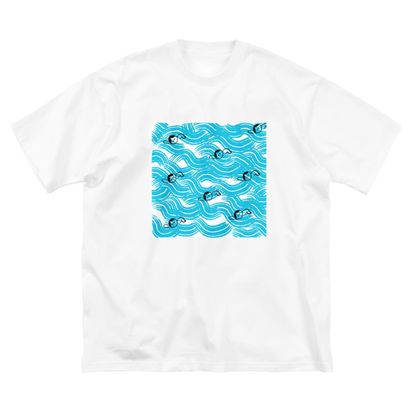 新作 “海でおよぎたい”  ビッグシルエットTシャツ　ホワイト　白 1枚目の画像