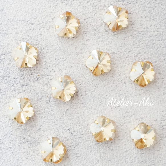 6個♡ビジュー・ボタン シャンパン ゴールド フラワー ビジュー  
