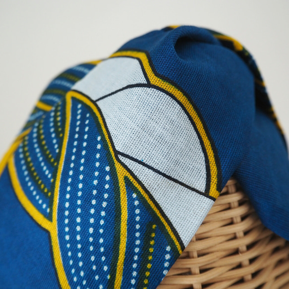 ヘアターバン (結び) ☆ アフリカ 編み模様 ブルー 6枚目の画像