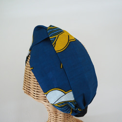 ヘアターバン (結び) ☆ アフリカ 編み模様 ブルー 5枚目の画像
